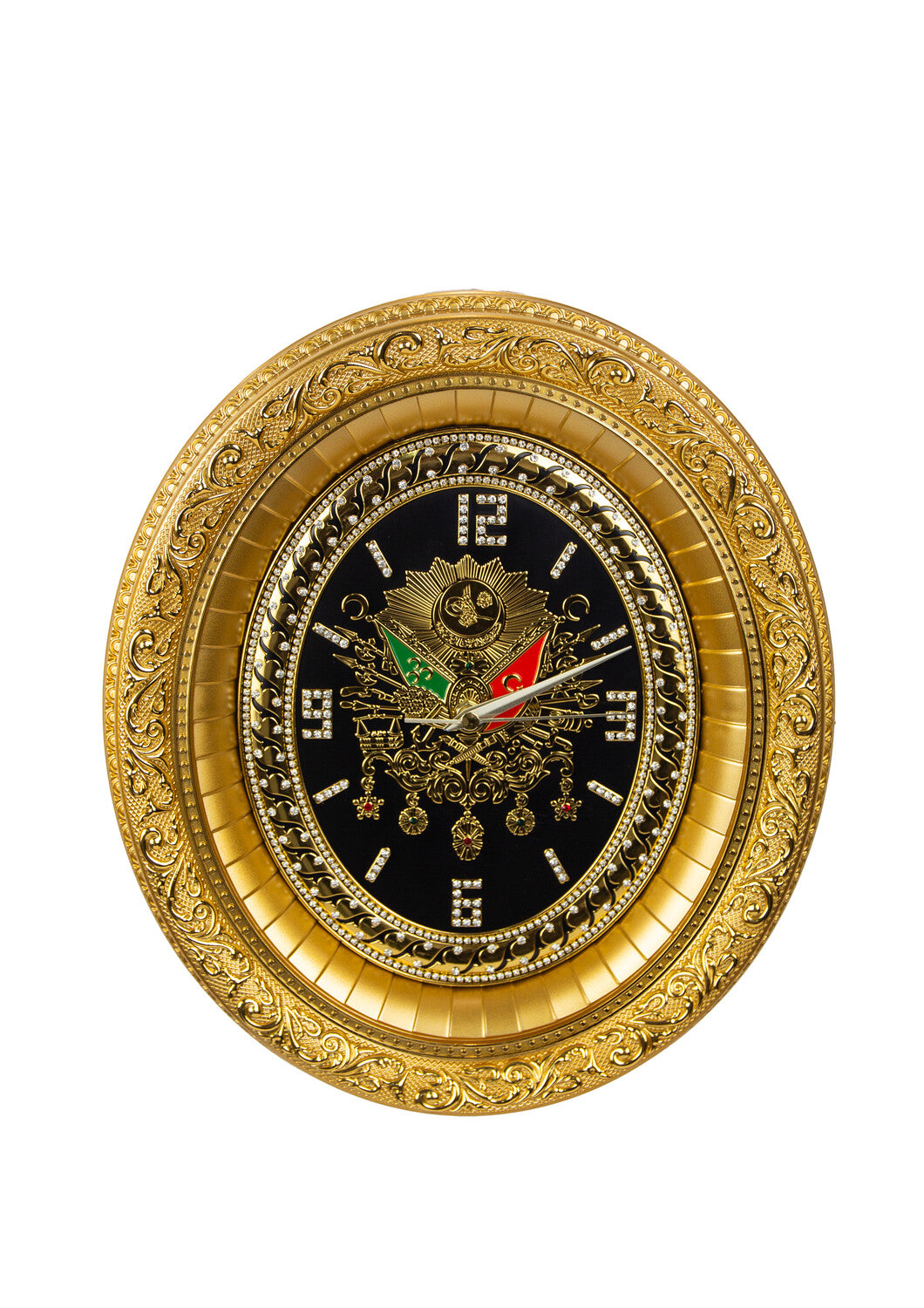 Osmanli Arma Wanduhr Oval Gold/Schwarz Günes Hediyelik / GN-1837