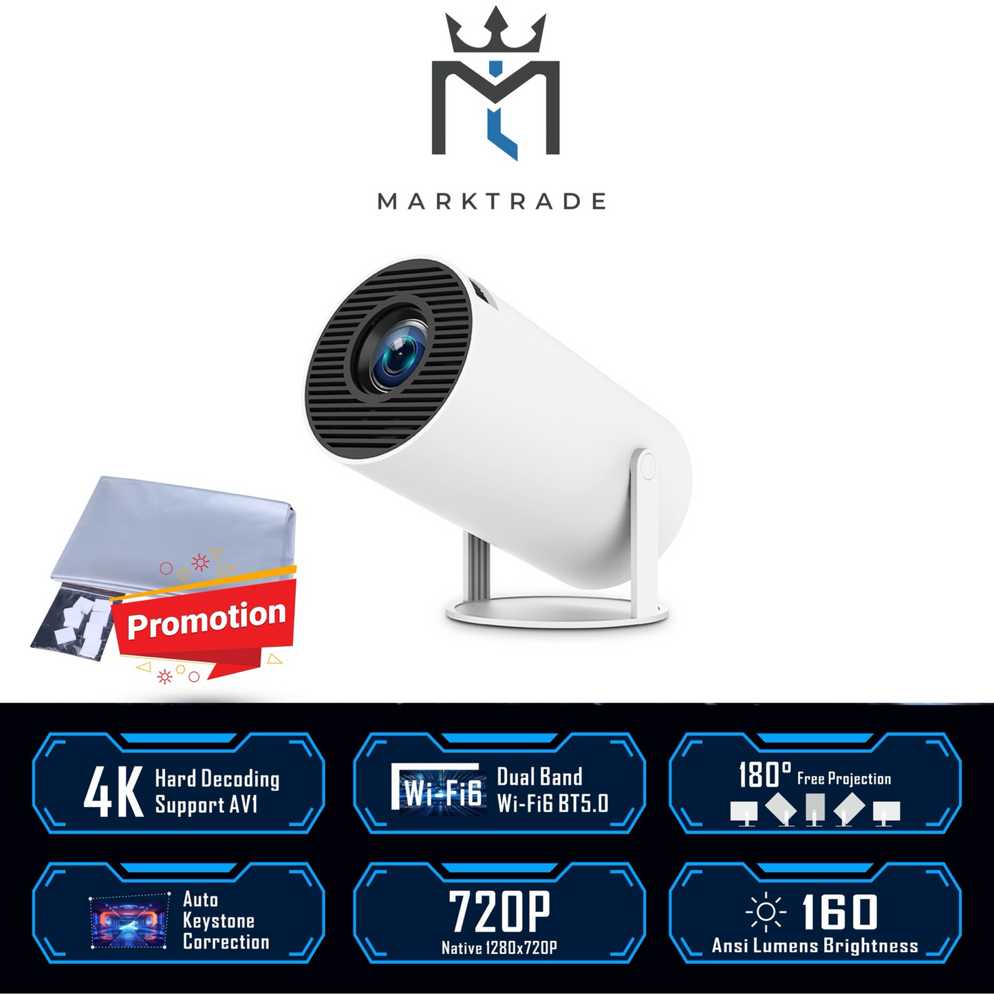 Marktrade HY300PRO 720P HD Freestyle Projection Android 11.0 / 00201
